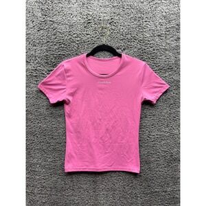 Pochee Bum Essential Slim‎ Fit Nylon Blend Crew Neck T-Shirt Pink Womens Size L